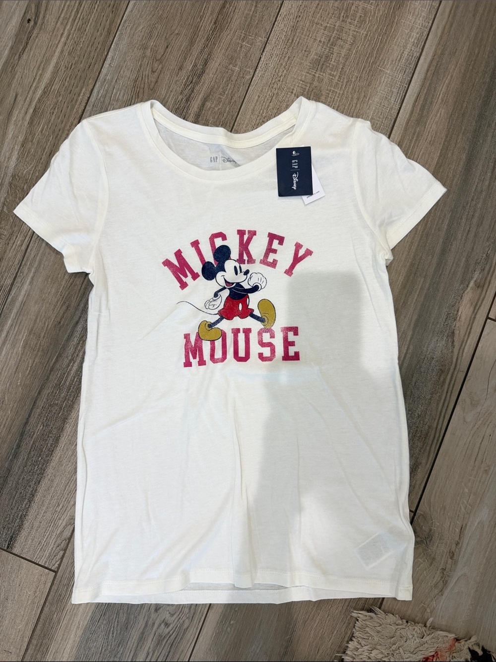 NWT GAP White Short Sleeve Tee with muted red 'Mickey Mouse' Graphic